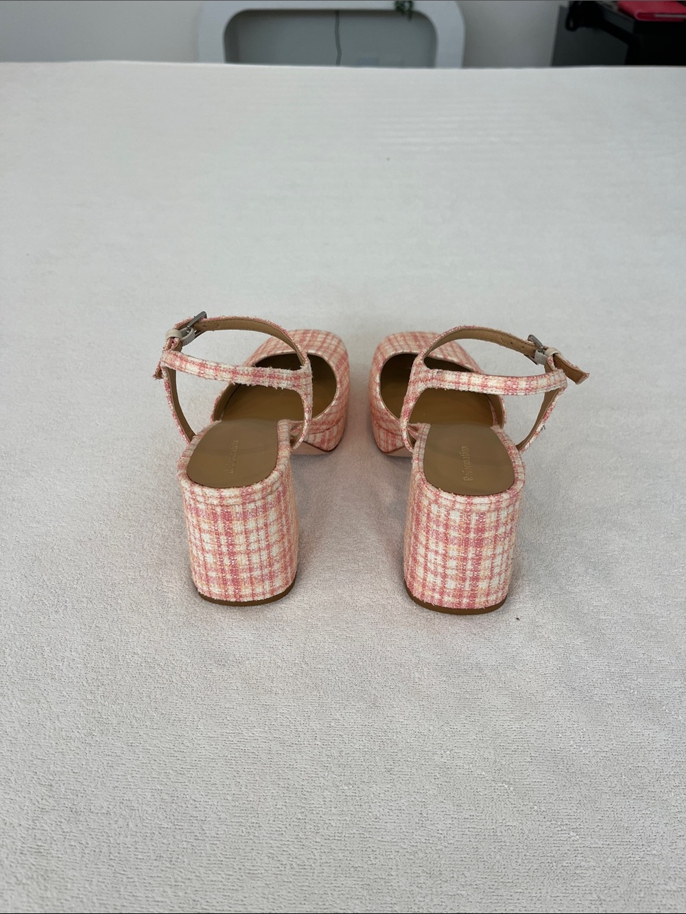 Reformation Marisol Platform Heels in pink tweed 70’s style size 9 - Picture 2 of 5